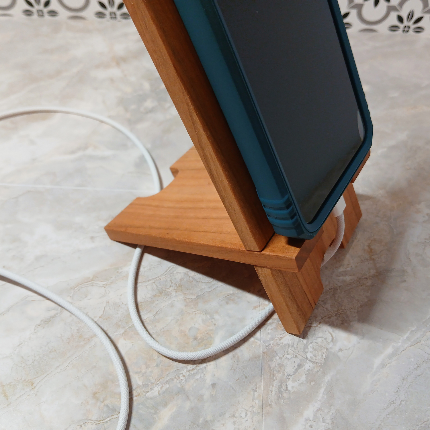 2-Piece Hardwood Phone & Tablet Stand – Handcrafted, Unique Wood Grain, Charging Cord Cut-Out