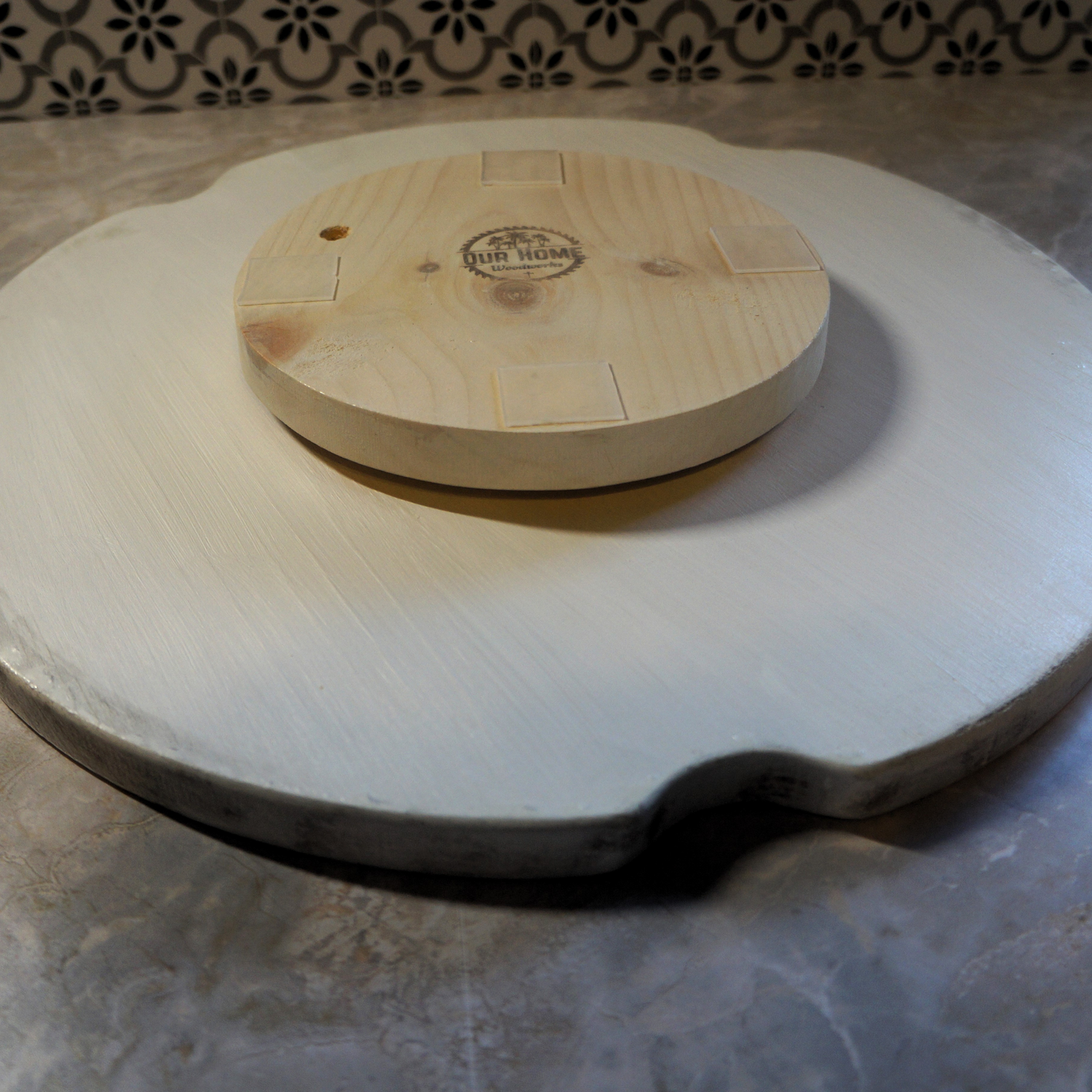 Sand Dollar Hand-Painted Beach-Inspired Lazy Susan – Solid Wood, One-of-a-Kind Coastal Charm