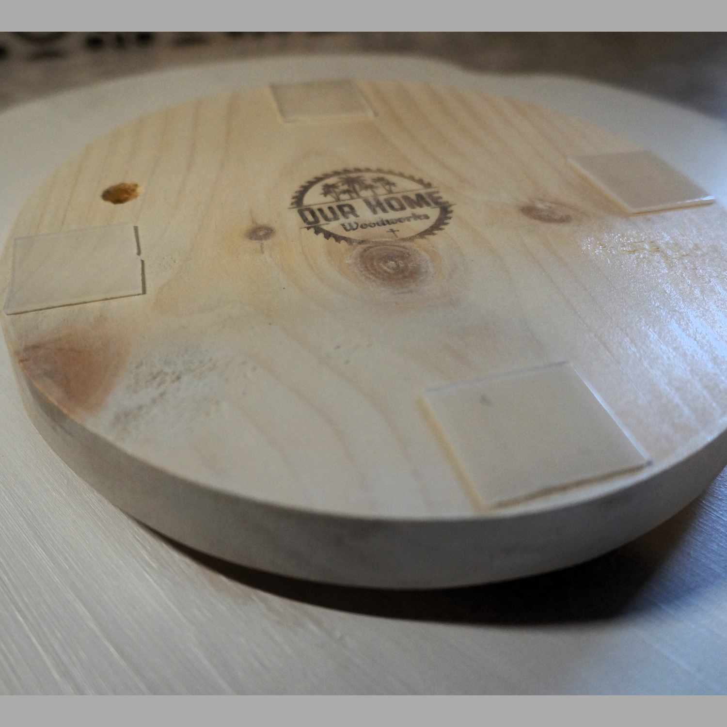 Sand Dollar Hand-Painted Beach-Inspired Lazy Susan – Solid Wood, One-of-a-Kind Coastal Charm