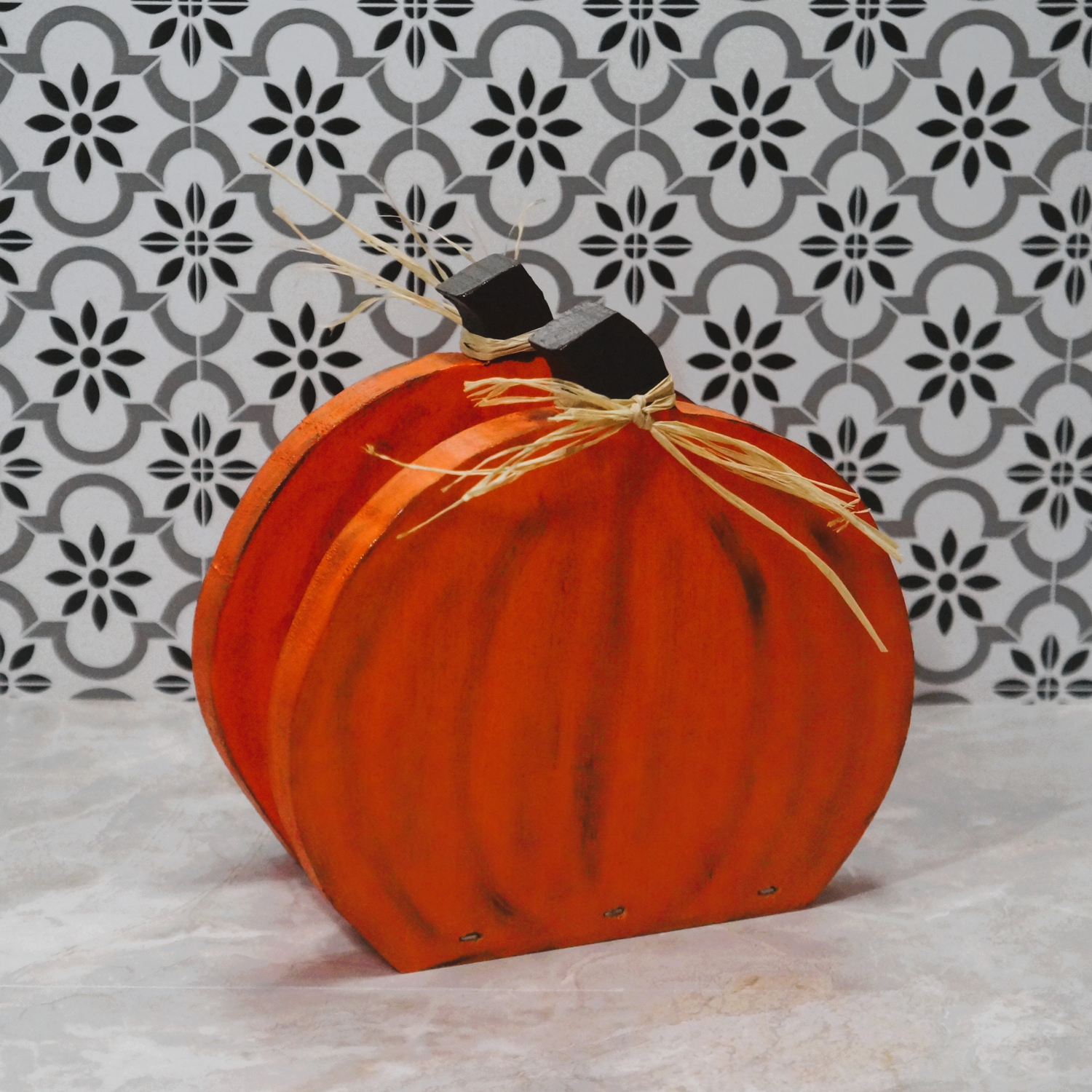 Hand-Painted Wooden Pumpkin Napkin Holder – Rustic Fall Table Decor