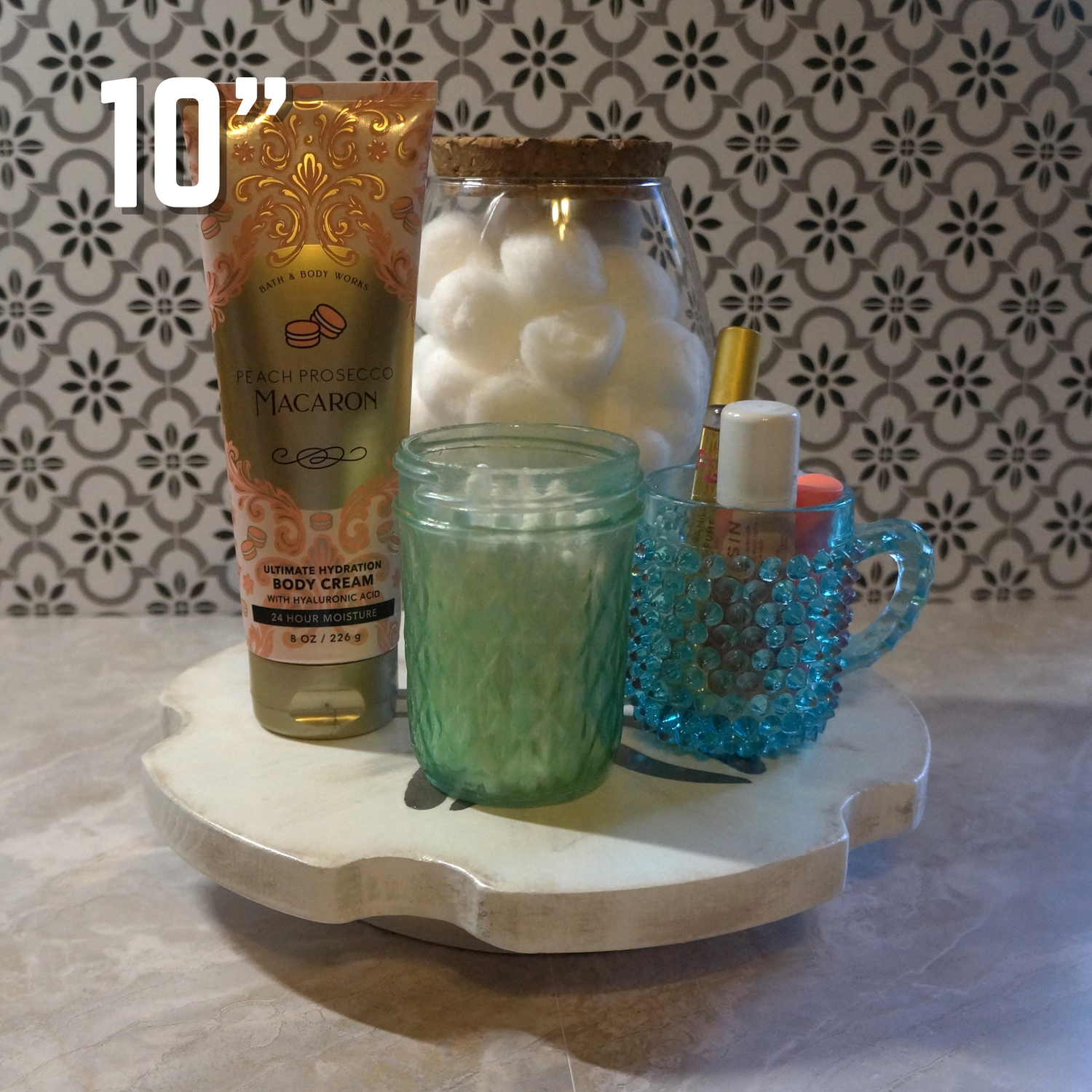 Sand Dollar Hand-Painted Beach-Inspired Lazy Susan – Solid Wood, One-of-a-Kind Coastal Charm