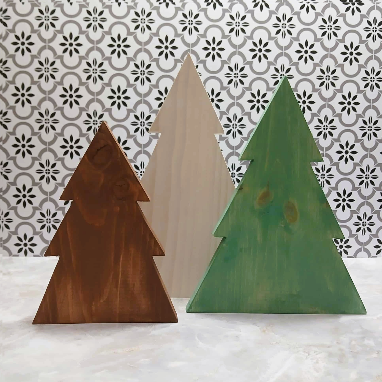 Rustic Evergreen Trio – Handcrafted Wooden Christmas Trees