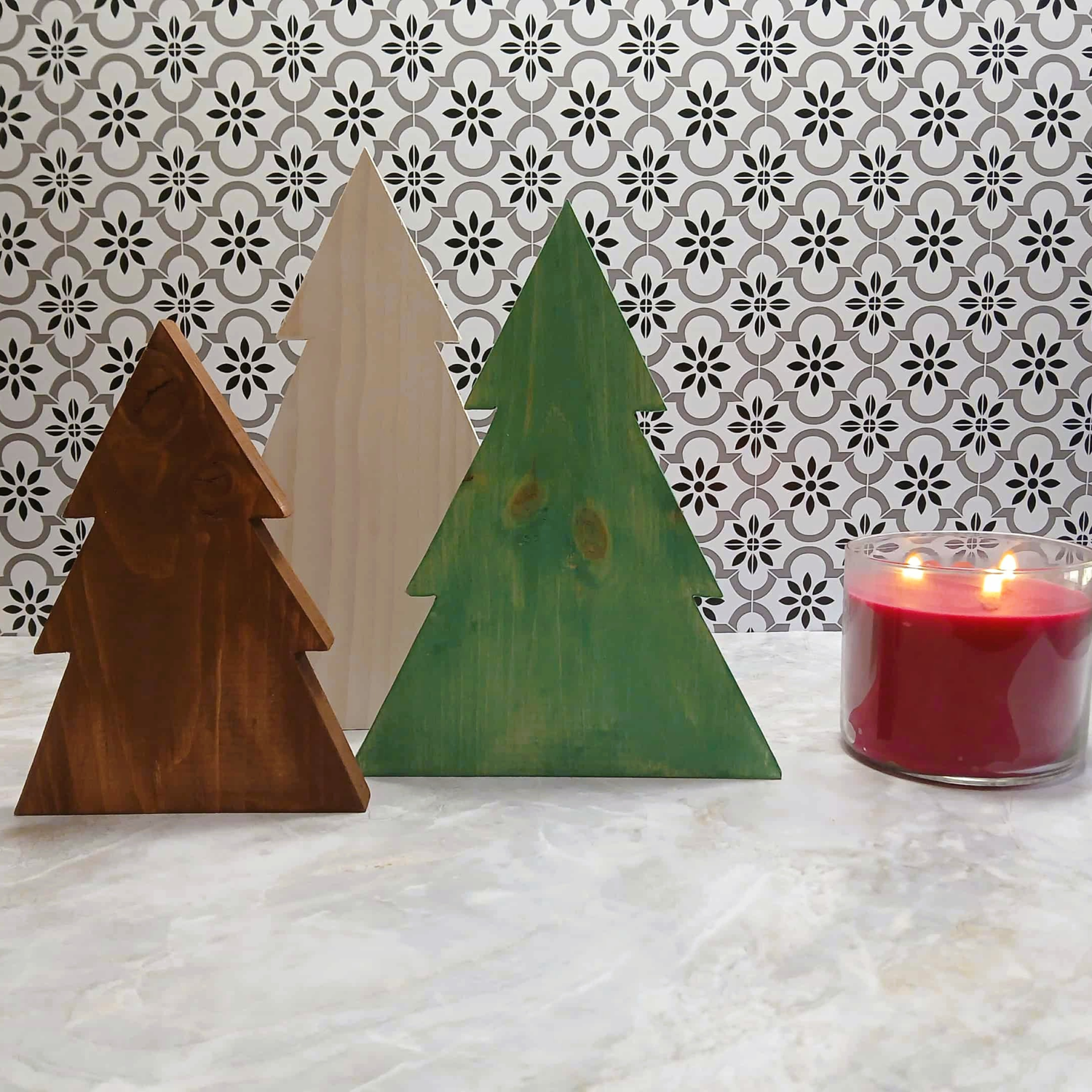 Rustic Evergreen Trio – Handcrafted Wooden Christmas Trees