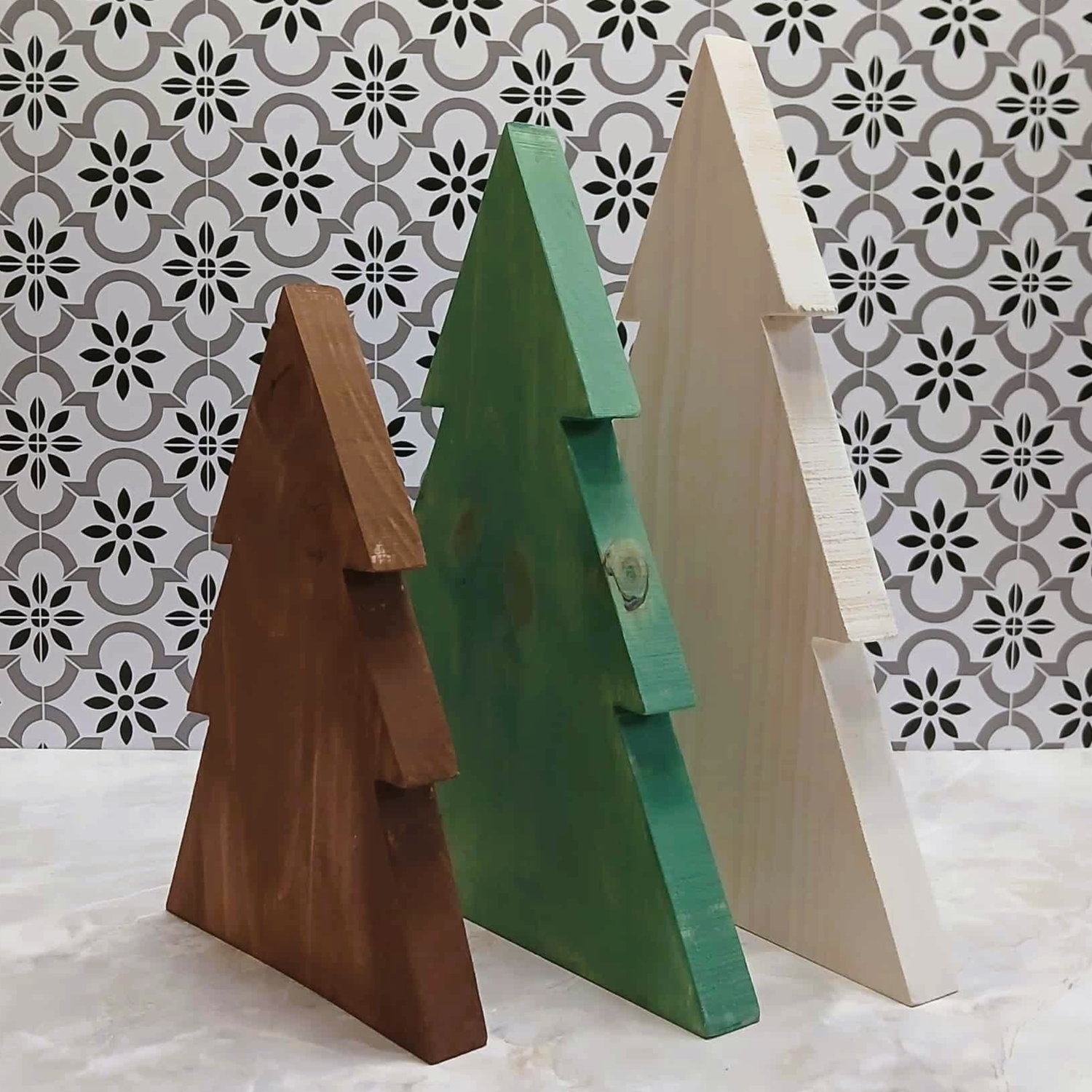 Rustic Evergreen Trio – Handcrafted Wooden Christmas Trees