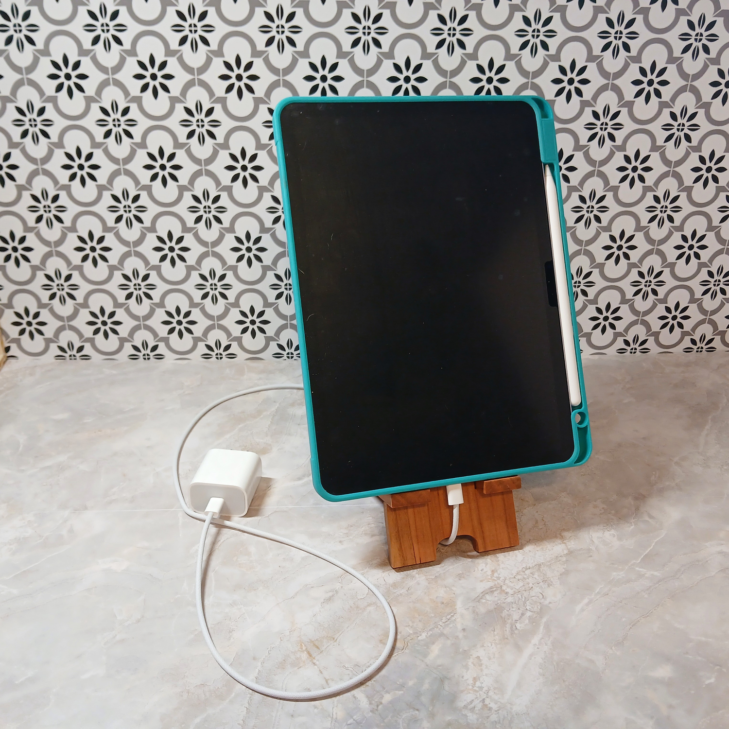 2-Piece Hardwood Phone & Tablet Stand – Handcrafted, Unique Wood Grain, Charging Cord Cut-Out