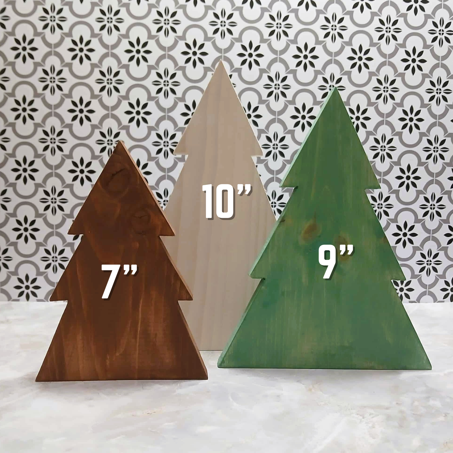 Rustic Evergreen Trio – Handcrafted Wooden Christmas Trees